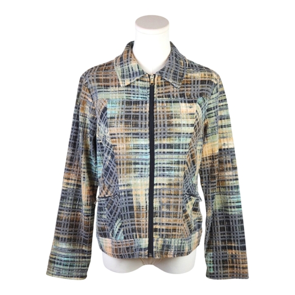 Vintage Erin London Plaid Zip Front Jacket PS Petite Small Cotton Blend Retro - Picture 1 of 9